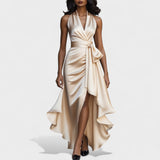 Ema - Svečana satenasta obleka z volančki