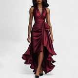 Ema - Svečana satenasta obleka z volančki