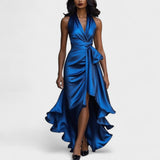 Ema - Svečana satenasta obleka z volančki