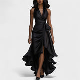 Ema - Svečana satenasta obleka z volančki