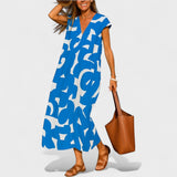 Magdalena - Dolga Obleka z Umetniškim Motivi