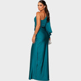 Marica – Elegantna dolga obleka z enim ramenskim trakcem