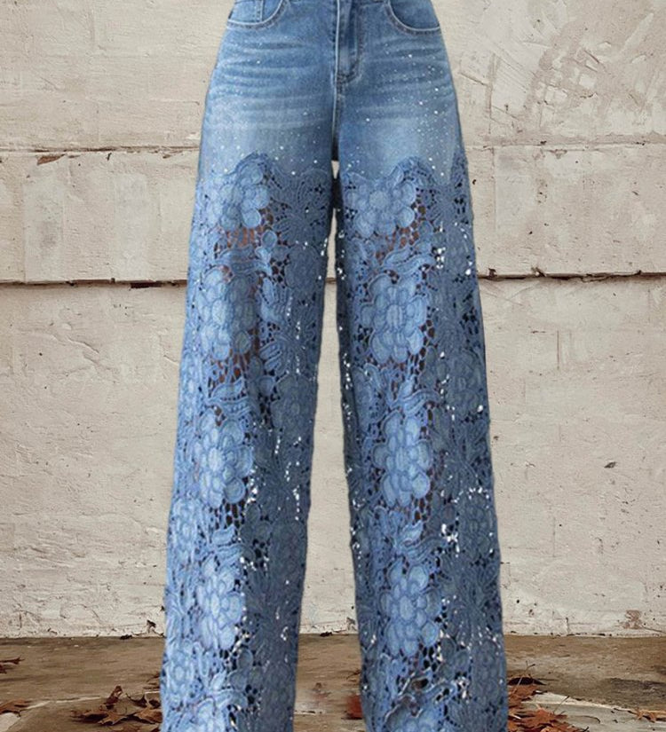 Britta | Ženske kavbojke z čipko in patchworkom