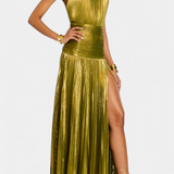 Emma - Kinnitatud Metallne Kleidiga Avatud Seljaosa ja Kõrge Lõhik