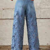 Britta | Ženske kavbojke z čipko in patchworkom