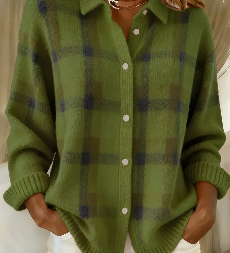 Anna™ | Pleten cardigan s karo vzorcem