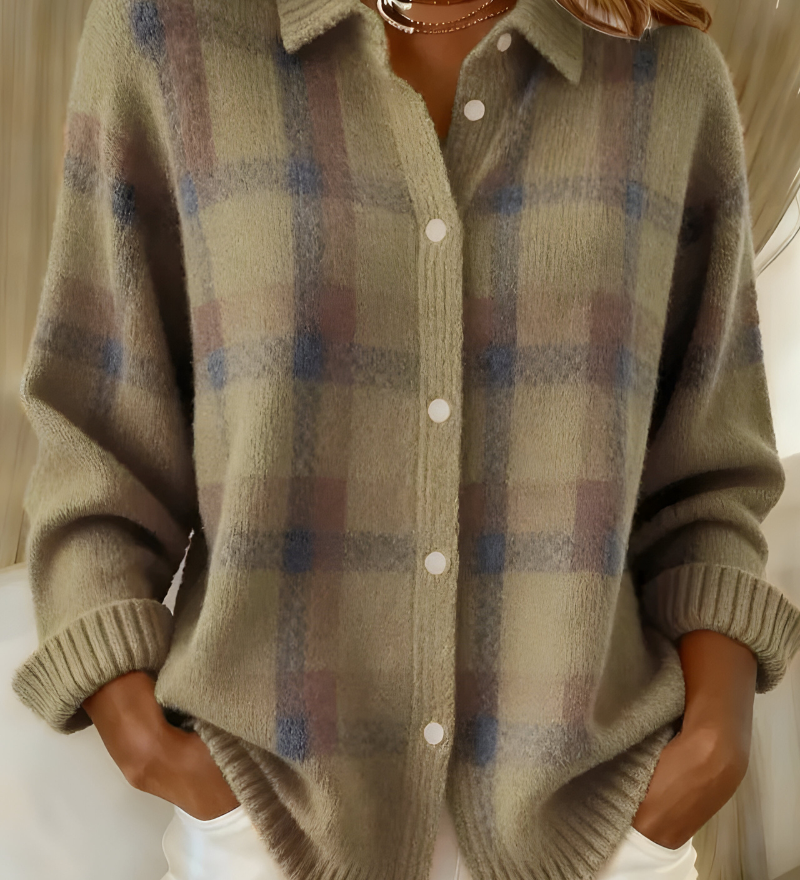 Anna™ | Pleten cardigan s karo vzorcem