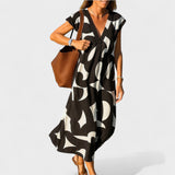 Magdalena - Dolga Obleka z Umetniškim Motivi