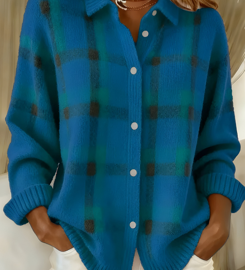 Anna™ | Pleten cardigan s karo vzorcem