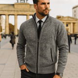 Leon | Pleten pulover z zadrgo in oblikovanim pasom