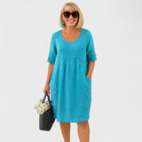 Perica™ - Lanena obleka s praktičnimi žepi