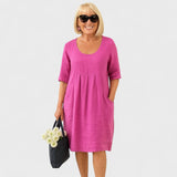 Perica™ - Lanena obleka s praktičnimi žepi