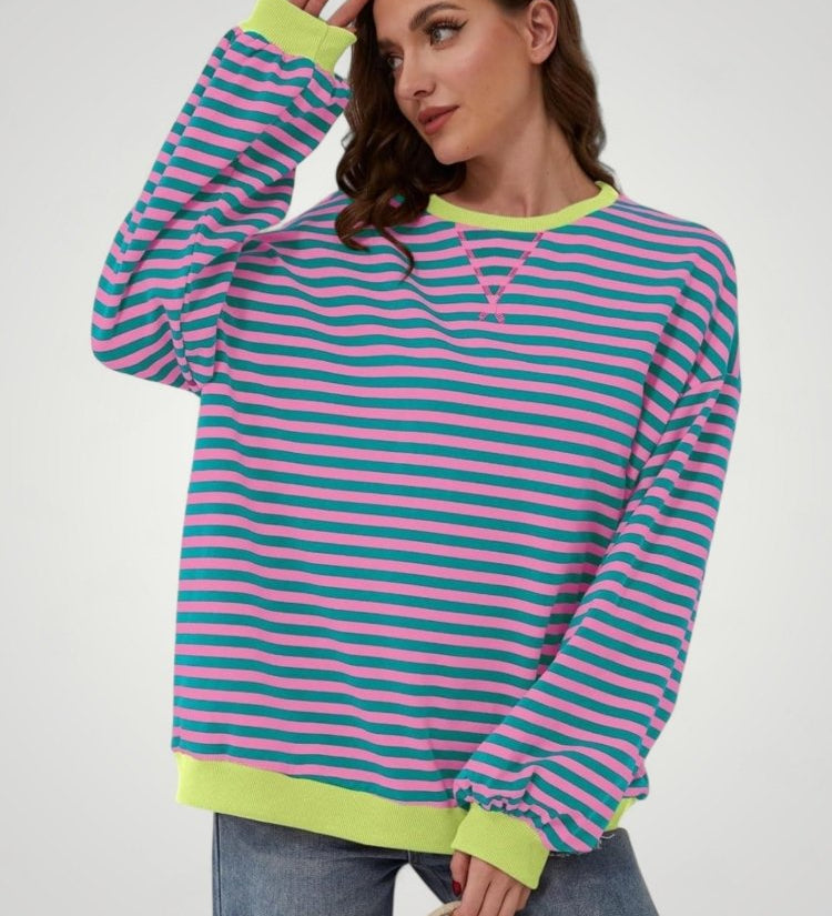 Ilsa | Črtast Oversized Pulover za Udobje