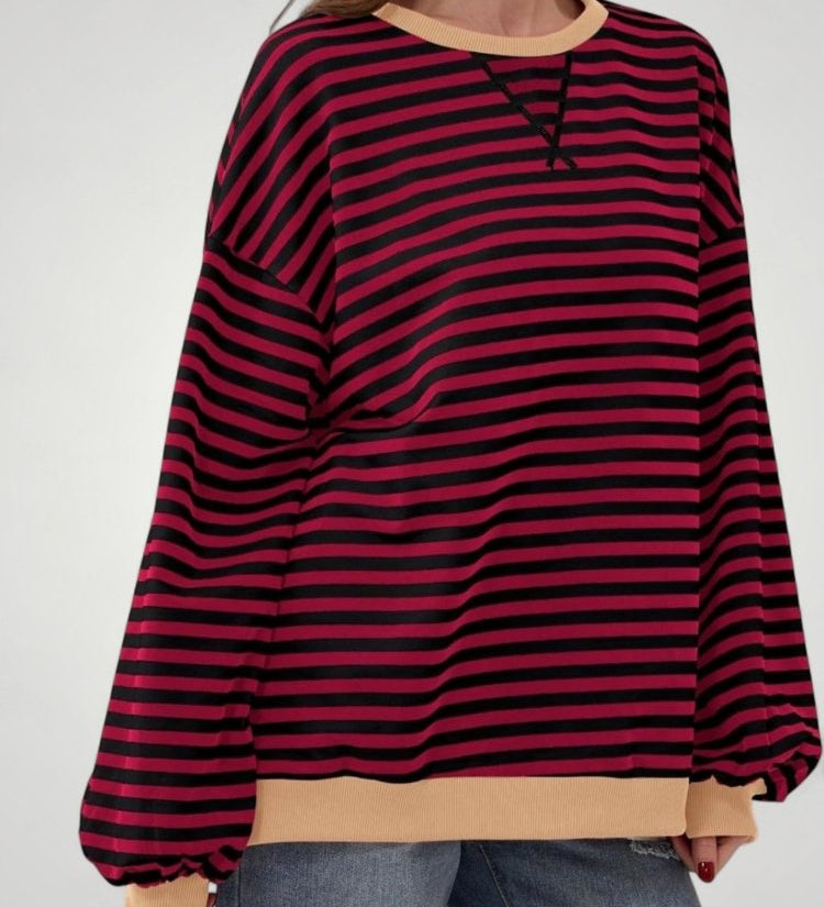 Ilsa | Črtast Oversized Pulover za Udobje