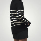 Odilia | Črtast pulover s polnim zadrgo za udobje