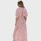 Vilma - Roza boho obleka z razporkom