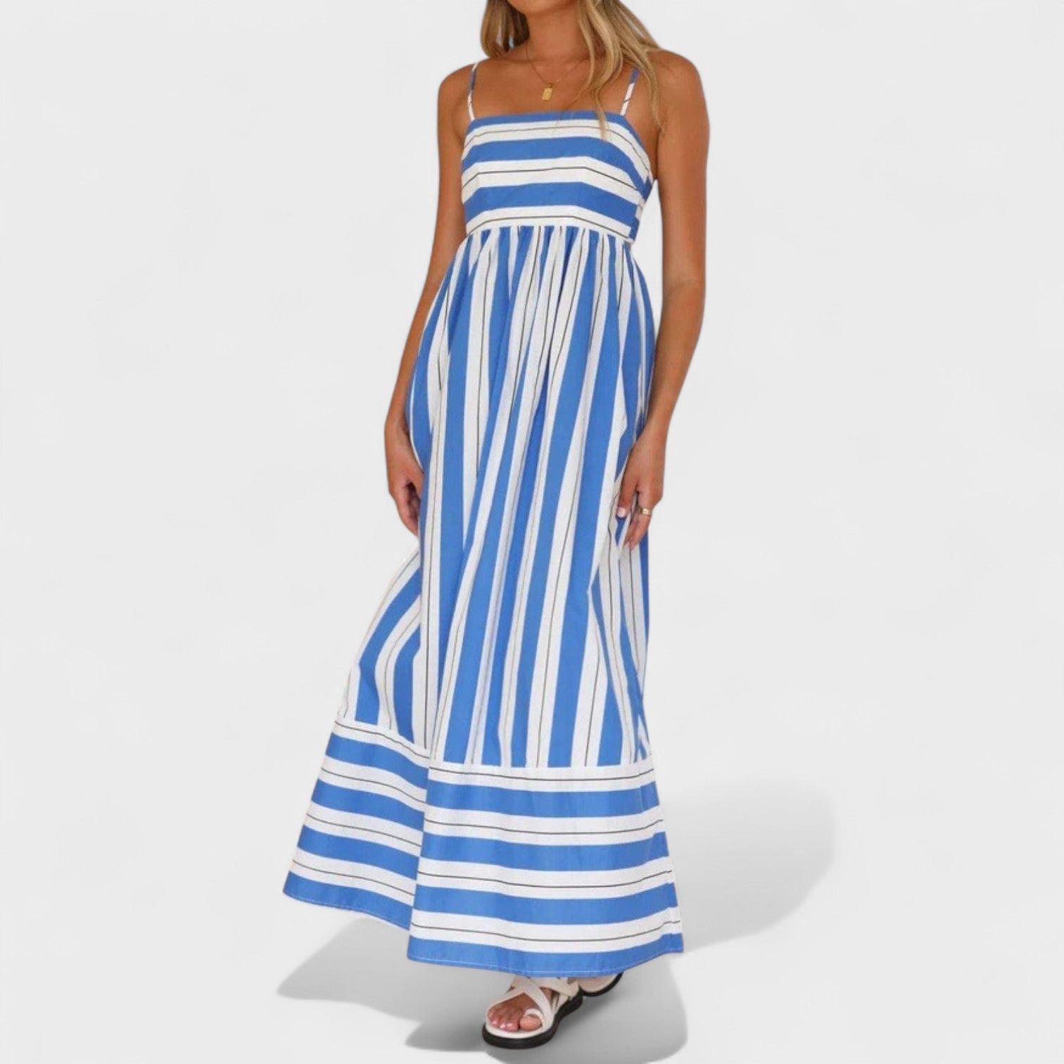 Isabel - Dolga črtasta obleka