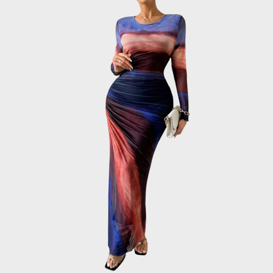 Antonija - Elegantna dolga obleka z dolgimi rokavi