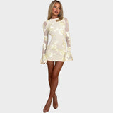 Ivana - Kratka cvetlična obleka z razširjenimi rokavi