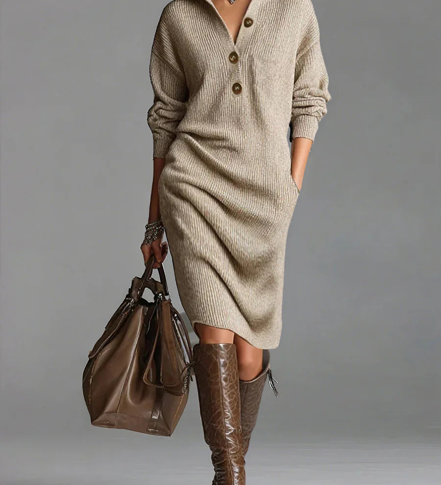 Britt | Chic rebrasta midi obleka