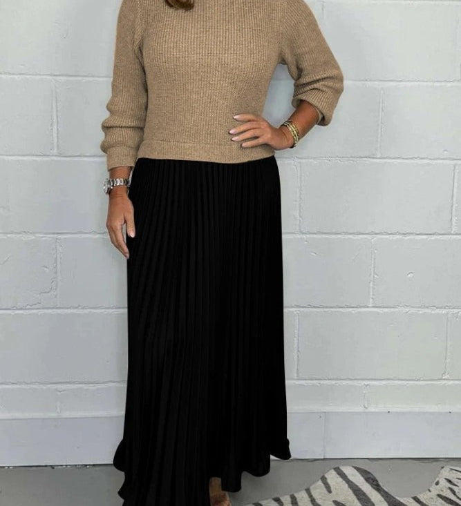 Michelle | Maxikleid z Jerseyjem in nabranim krilom