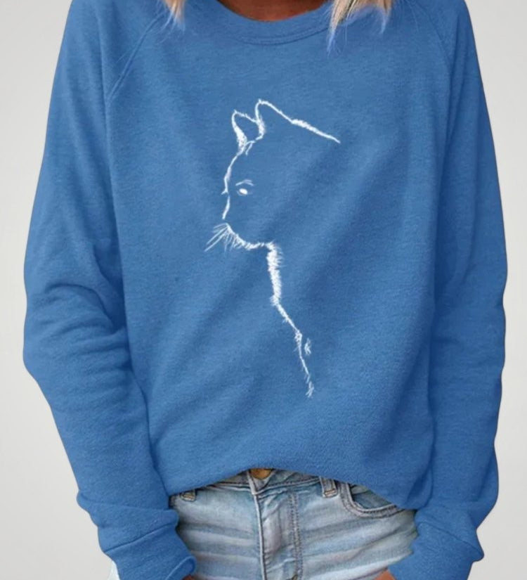 Dörte | Udoben pulover s čudovitim tiskom mačke