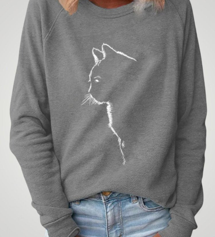 Dörte | Udoben pulover s čudovitim tiskom mačke