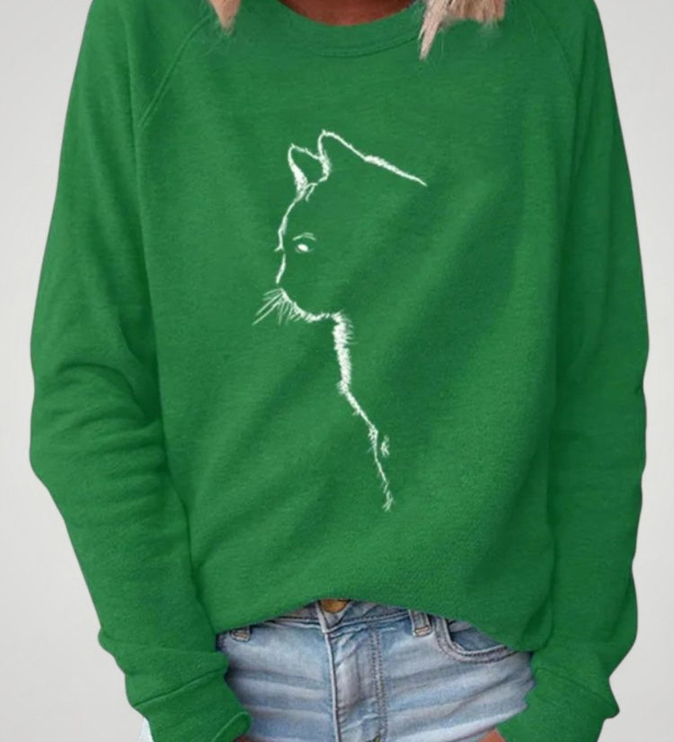 Dörte | Udoben pulover s čudovitim tiskom mačke