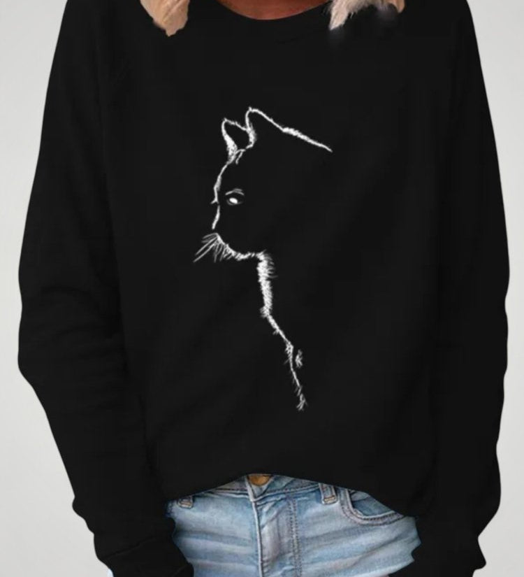 Dörte | Udoben pulover s čudovitim tiskom mačke