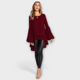 Anđa – Bluza z Volanami w Kolorze Niebieskim