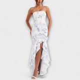 Zuri - Maxi obleka z odprtimi rameni in asimetričnim robom