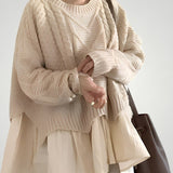 Hiltraud | Eleganten pleten pulover za ženske z polovičnim izrezom