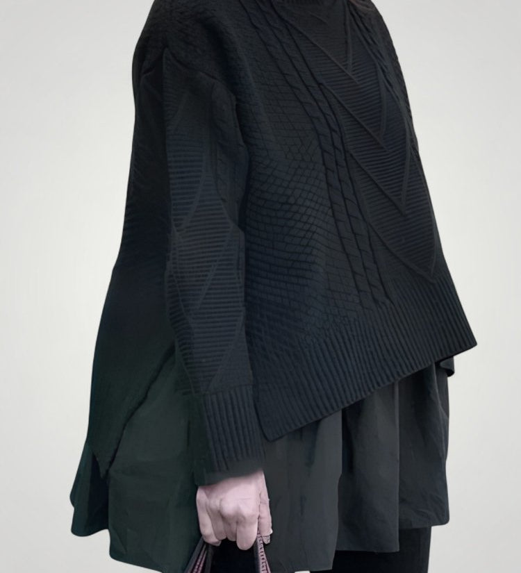 Hiltraud | Eleganten pleten pulover za ženske z polovičnim izrezom