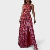 Floraria - Dolga obleka z odprtim hrbtom