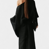 Filipa - Lanena in bombažna kimono obleka s pasom