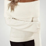 Rosina | Pleten pulover z odprtim ramenskim izrezom