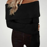 Rosina | Pleten pulover z odprtim ramenskim izrezom