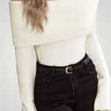 Rosina | Pleten pulover z odprtim ramenskim izrezom