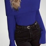 Rosina | Pleten pulover z odprtim ramenskim izrezom