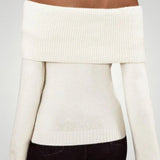 Rosina | Pleten pulover z odprtim ramenskim izrezom