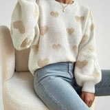 Theresia | Pulover z vzorcem srca za elegantne priložnosti