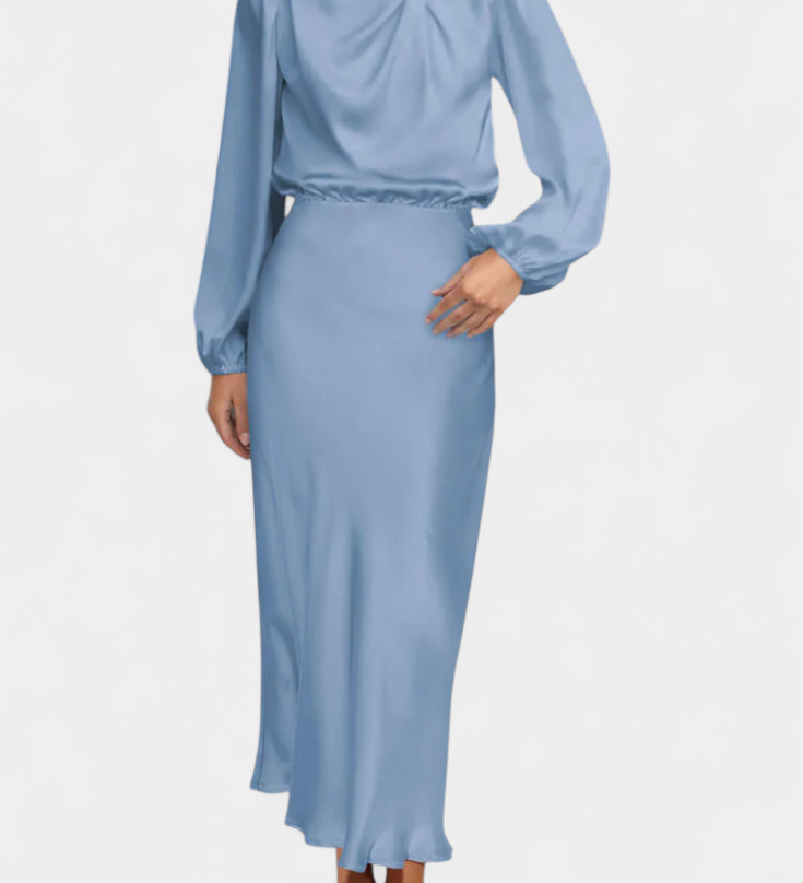 Cecila - Maxi kleit kõrge kraega ja lillemustriga