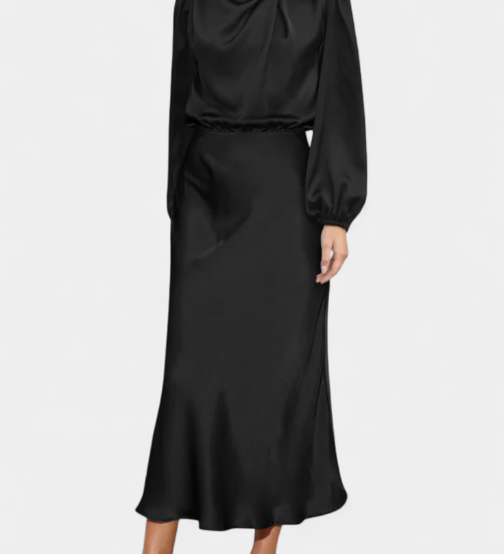 Cecila - Maxi kleit kõrge kraega ja lillemustriga