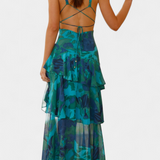 Valentina - Chiffon obleka z V-izrezom in elegantnimi rokavi