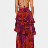 Valentina - Chiffon obleka z V-izrezom in elegantnimi rokavi