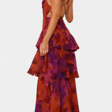 Valentina - Chiffon obleka z V-izrezom in elegantnimi rokavi