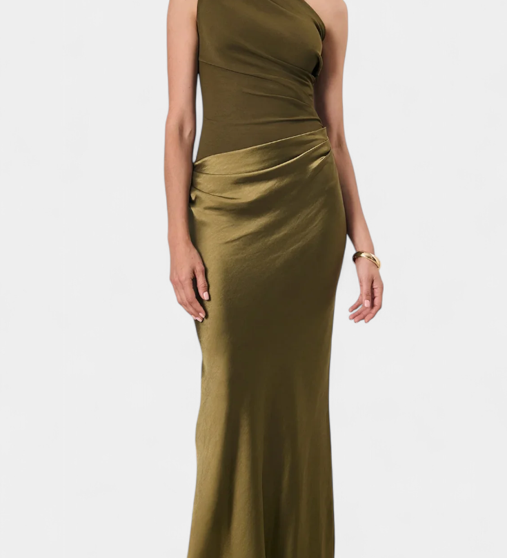 Ottavia - Pikk Plisseeritud Kleit Ühe Õlaga