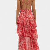 Valentina - Chiffon obleka z V-izrezom in elegantnimi rokavi