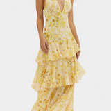 Valentina - Chiffon obleka z V-izrezom in elegantnimi rokavi