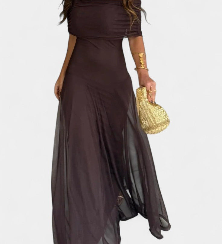 Renata - Maxi Obleka z Asimetričnim Ramenom